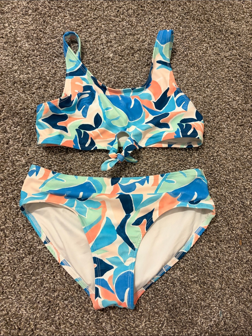Old Navy Girls Two-Piece Swim Set in Blue Multi Print